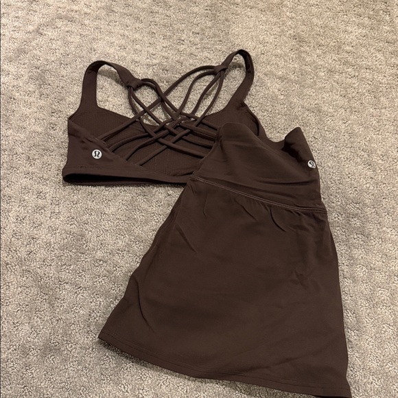 lululemon athletica Dresses & Skirts - Size 6 Lululemon Brown Strappy Sports Bra and Skirt Set